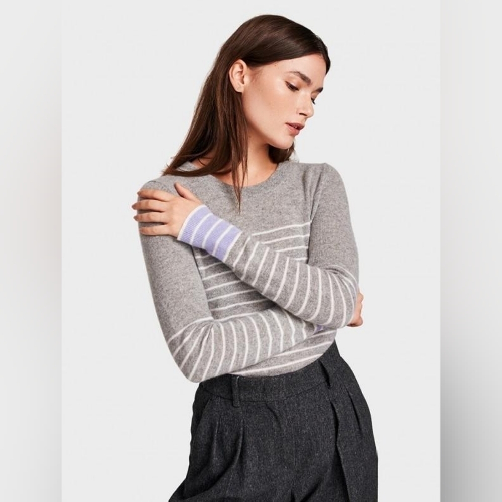 White + Warren Essential Striped Crewneck Sweater
